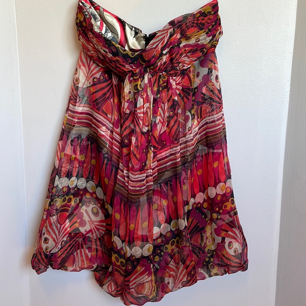 Colourful Marciano Silk Dress - Size Small